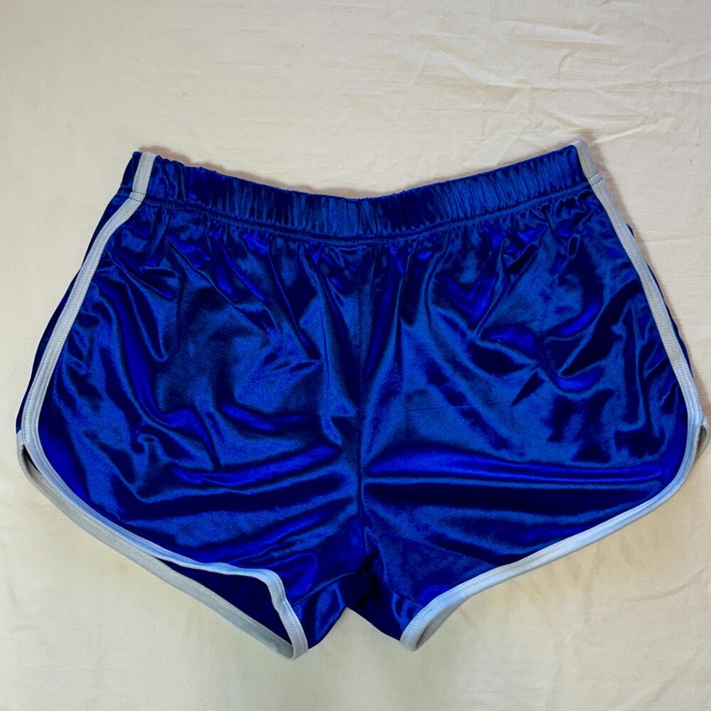 ROYAL BLUE - SATIN STRETCH  BOOTY SHORTS (LIKE AMERICAN APPAREL) L/XL (BIN C)